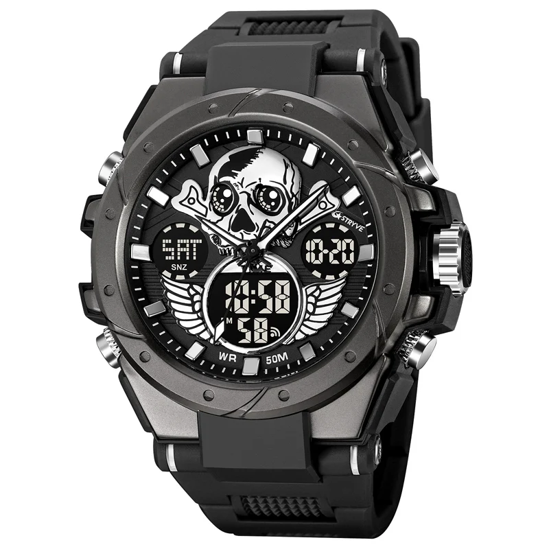 New  STRYVE 8025 Men's Fashion Sports Watch Digital Dual Time Watch Men's LED Time Watch Men Gift