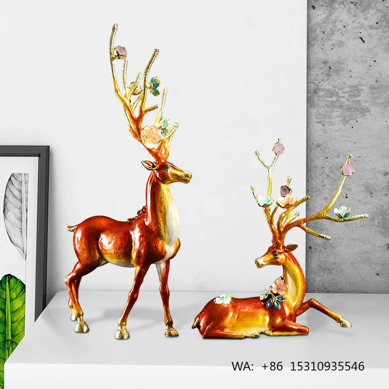 Light Luxury Yilu Ping Animal Metal Alloy Ornament Mid Century Modern Design Chinese Style Living Room TV Wedding Birthday