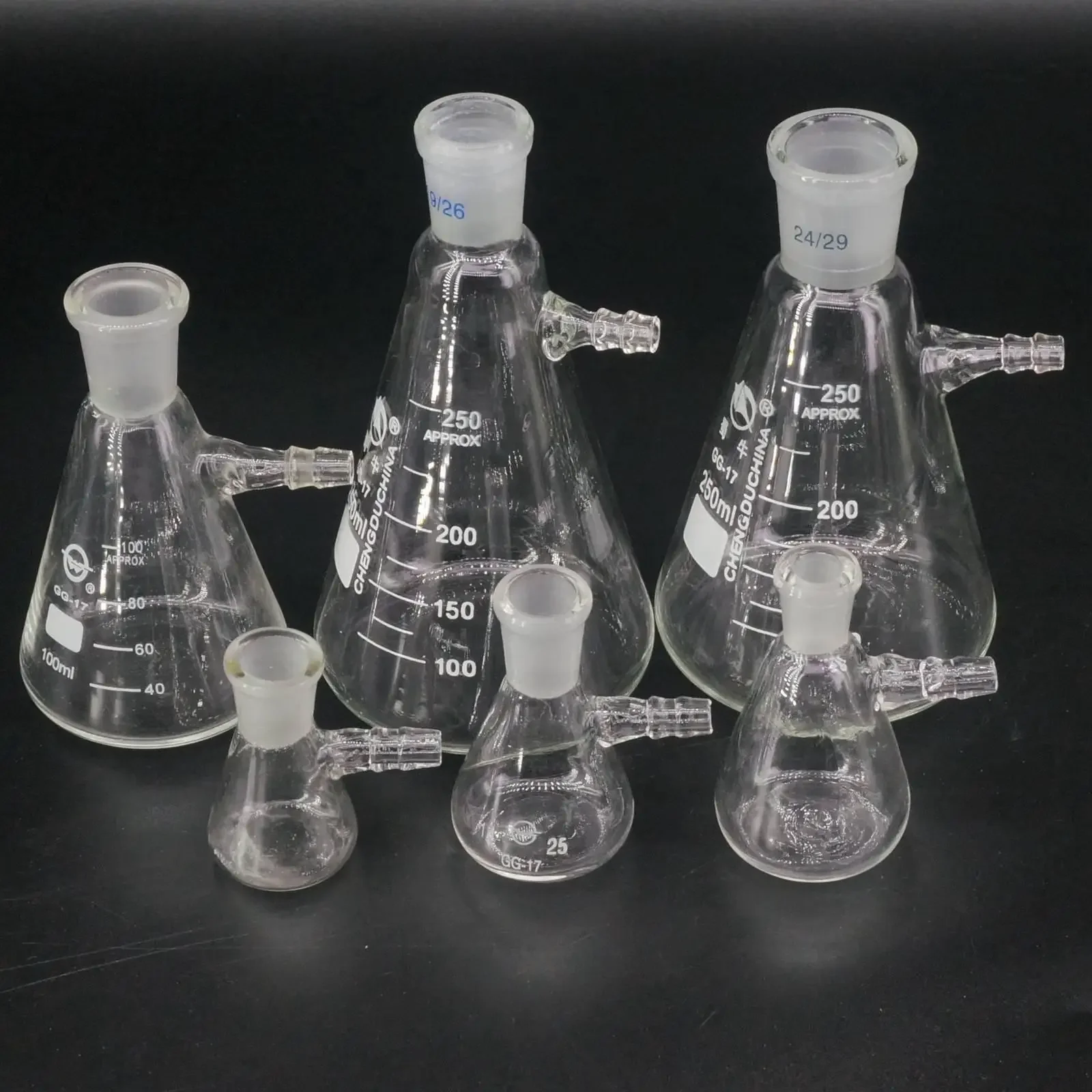 10ml 25ml 50ml 100ml 250ml 500ml 1000ml #10 #14 #19 #24 #29 Borosilicate Glass Vacuum Grinding Mouth Filtration Suction Flask