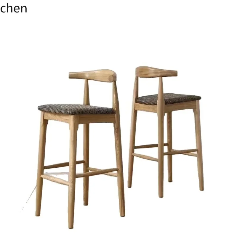H1 Chaise de bar vintage en bois massif, design moderne et épuré, dossier haut, pour la maison ou comme chaise de réception pour salon de thé