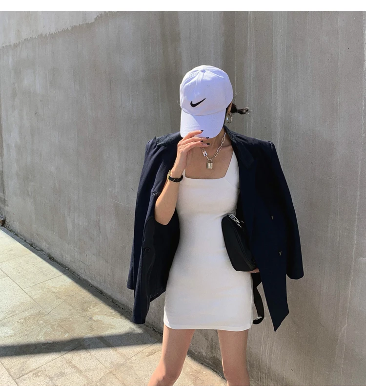 AOSSVIAO Sexy Slim Fit Bodycon Minikleider für Frauen 2026 Sommer Neuankömmling Schwarz Weiß Grau Tankkleid mit quadratischem Ausschnitt – Detail 13