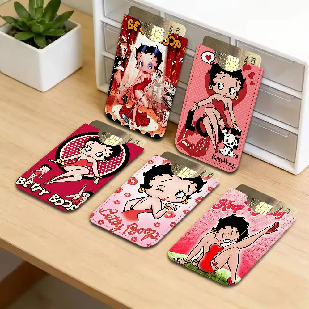 Pretty Cartoon B-Betty B-boop Ultra Slim Men Leather Wallet Lightweight Credit Bus ID Card Holder Case for Daily Business Use