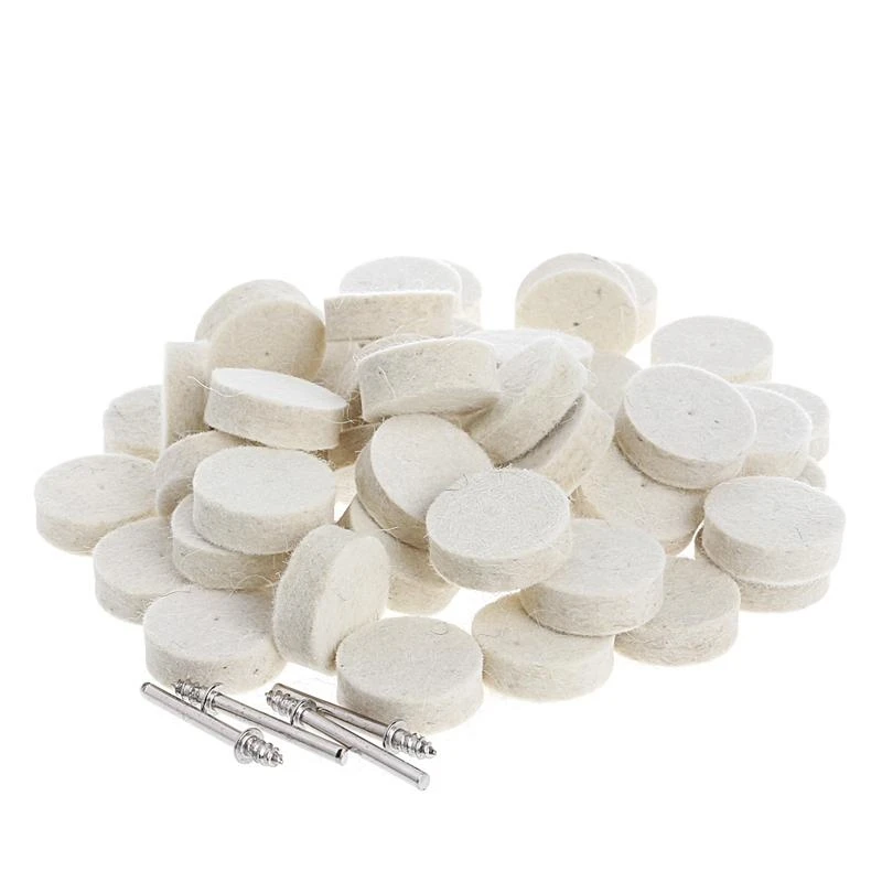

50 Pcs 13mm Wool Felt Polishing Buffing Wheel Grinding Pad + 4Pcs 3.15 mm Shank