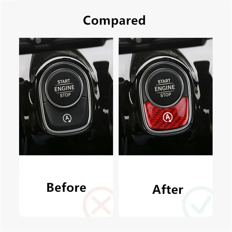 1 قطعة لمرسيدس بنز الفئة A و B-Class 2020 اكسسوارات السيارات محرك بدء إيقاف زر غطاء الكسوة ، اكسسوارات السيارات الداخلية #3
