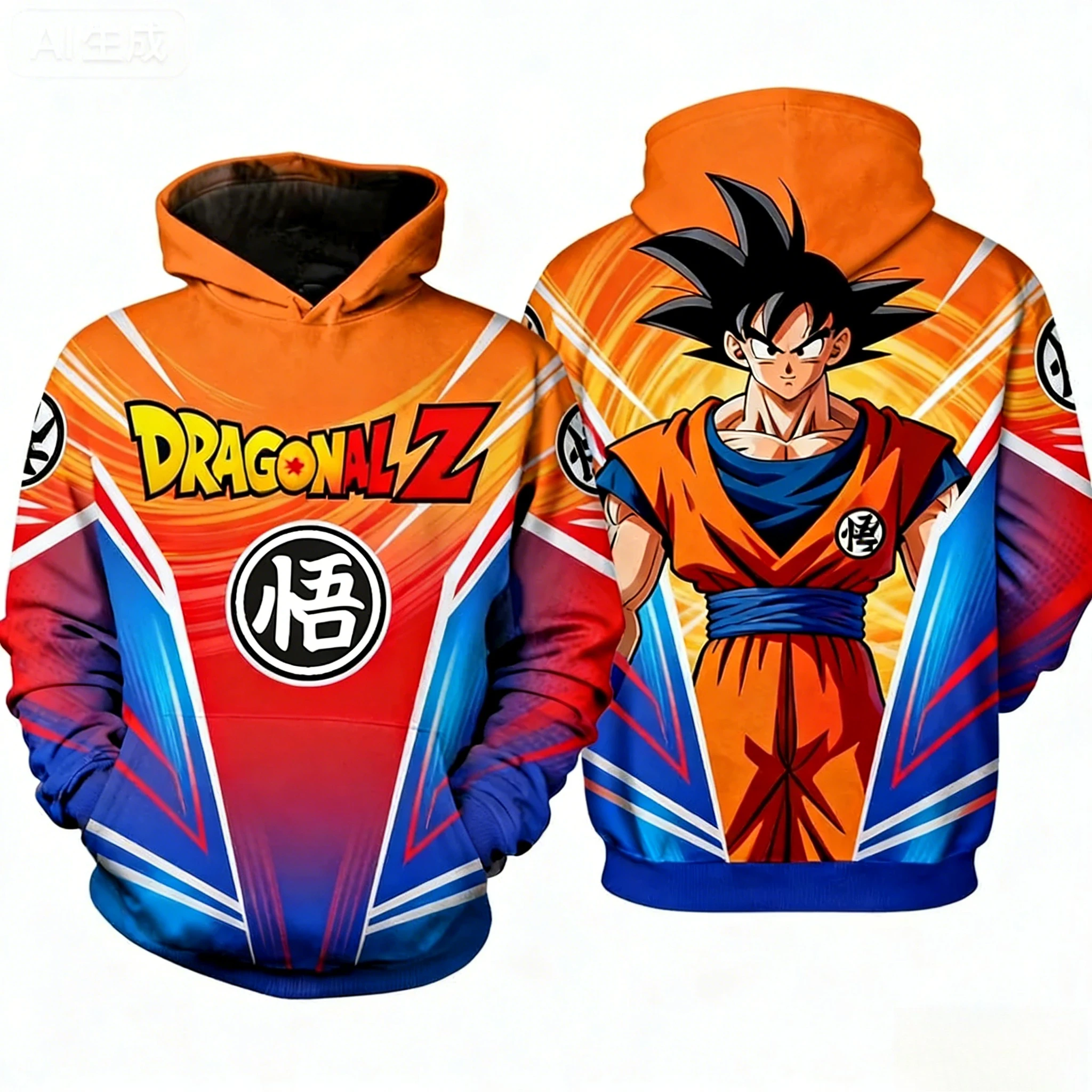 2026 Herbst/Winter Dragon Ball Retro Baumwoll-Warmer Baumwoll-Hoodie Herren 3D-Druck Sweatshirt Unisex Kinder Freizeitjacke