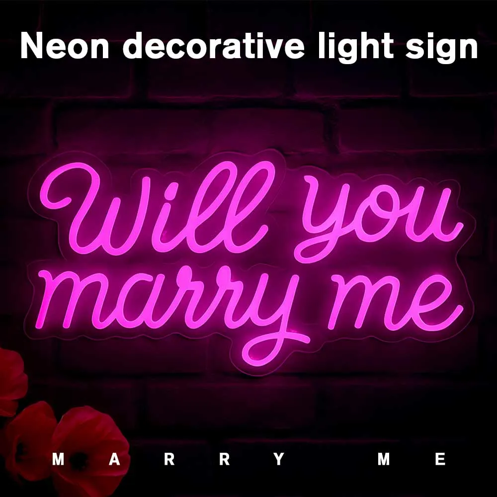 "سوف تتزوجني" LED النيون علامة رومانسية الزفاف اقتراح جو مصباح لديكور غرفة الحائط هدية عيد الحب