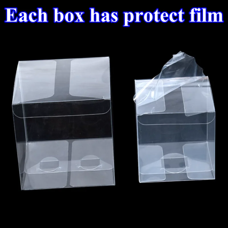 20 boîtes cadeaux pliables en PVC transparent, film de protection de surface DIY, pour bijoux, poupées, pierres, bonsaïs, figurines, jouets, pochettes de rangement pour cadeaux