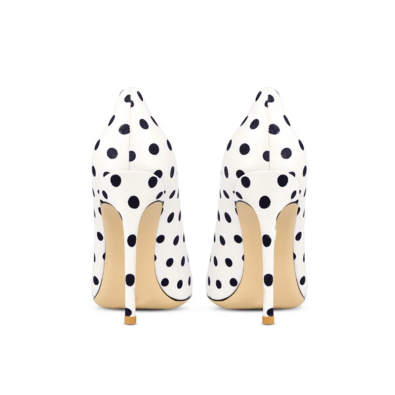 Arden Furtado ฤดูร้อน Polka dot Thin heel Office lady ปั๊มชี้ toe ตื้นผสมสีรองเท้าส้นสูงเซ็กซี่รองเท้าเดี่ยว