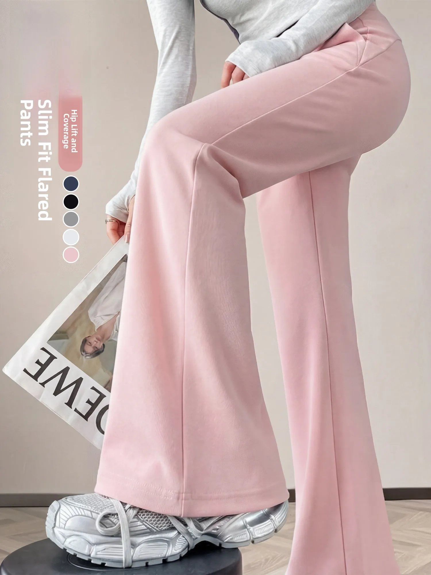 

Jeanswest High Waist Flared Sports Pants Women's Casual Yoga Pants Spring Autumn Small Size Slimming Jeanswest Casual Pants