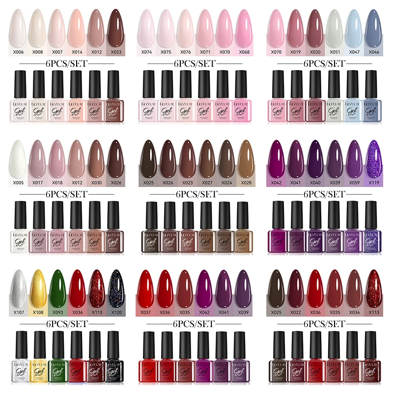 

LILYCUTE 6 шт./компл. 7 мл набор гель-лаков для ногтей DIY дизайн ногтей все для украшения замачиваемый УФ-гель долговечная маникюрная живопись