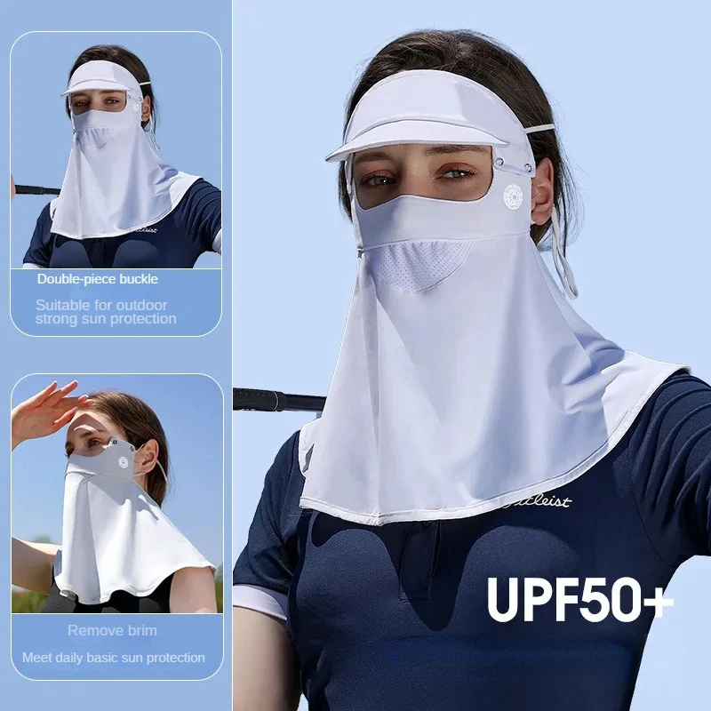 Sunscreen Mask Traceless for Women New Detachable Facekini Ice Silk Anti-ultraviolet Summer Breathable Thin Cover Facial Gini