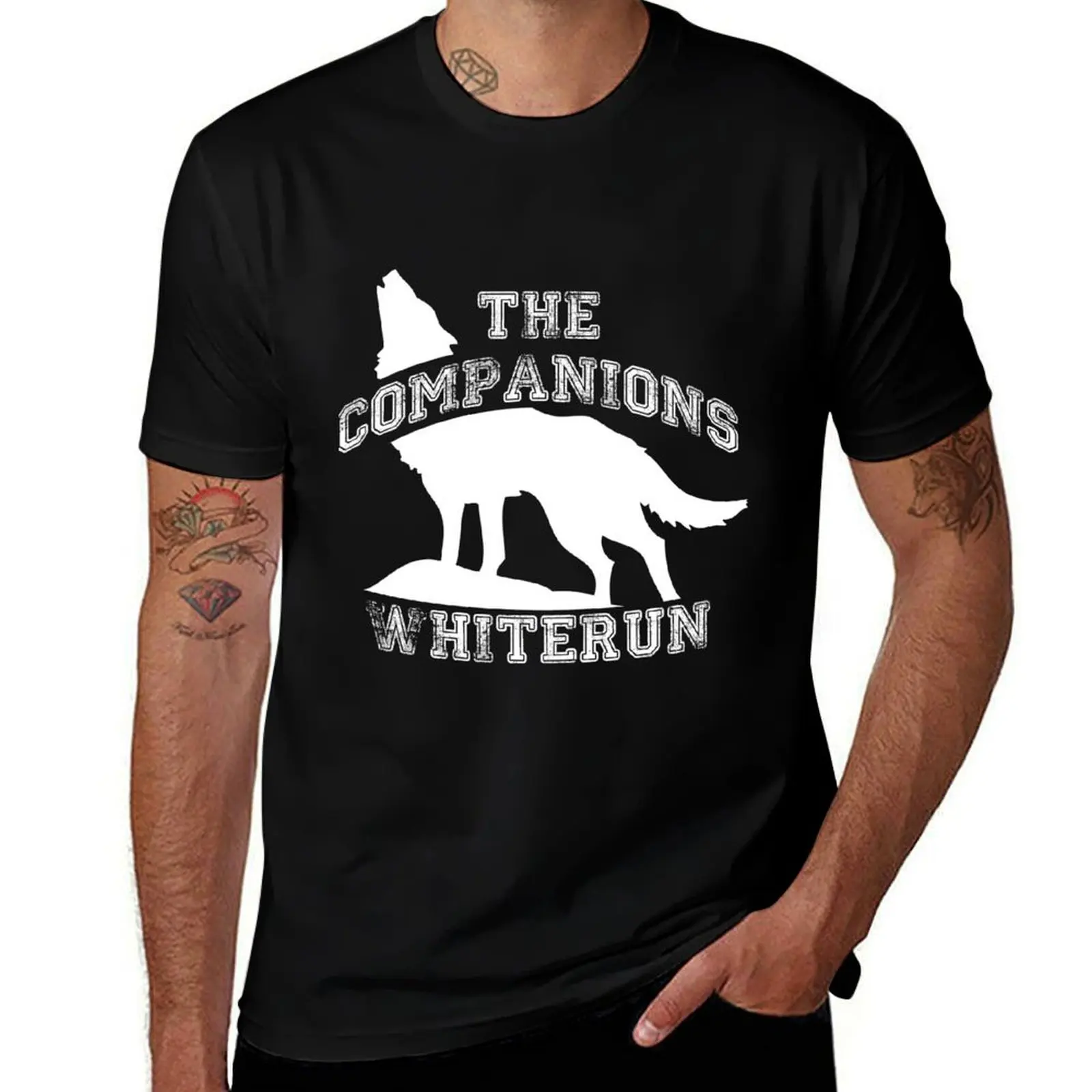 The companions of Whiterun - White T-Shirt Stylish Print Short Sleeve Tee T-Shirt