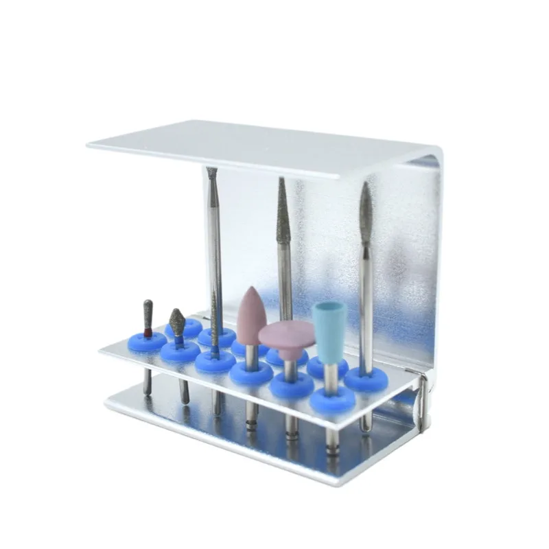 

F065 Dental Burs Holder High Speed& Low Speed Burs For Long Oral Care Tool Disinfection Metal Box 12 Holes