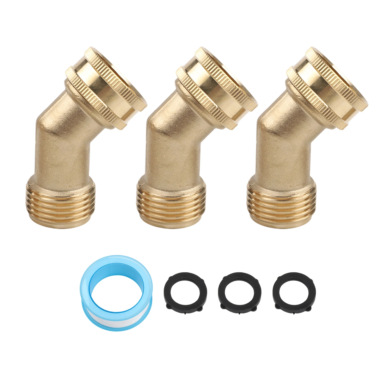 Angled Hose Fitting with 3/4 Inch GHT Thread and 45 Degree Brass Construction for Lawn and Garden Applications