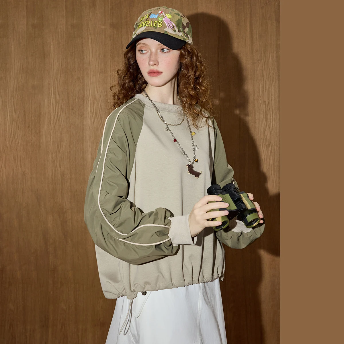 2025, herfst dames kleurblok patchwork hoodie, oversized casual trui, verstelbare manchetten, losvallend streetwear sweatshirt