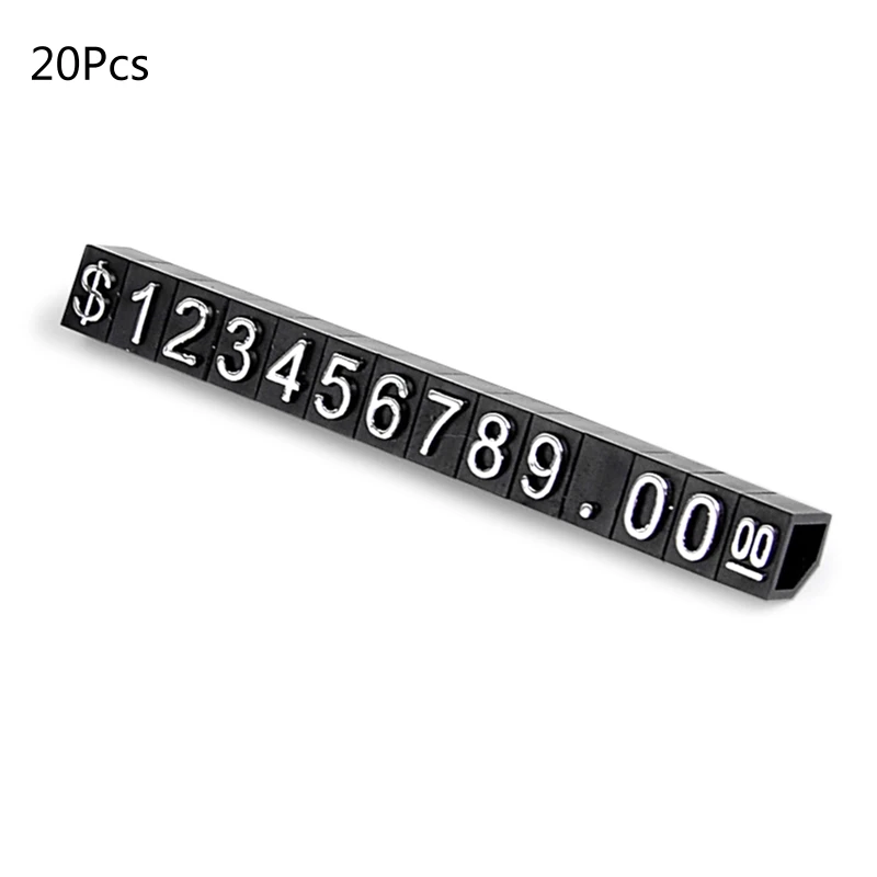 20pcs Arabic Numerals Price Tags Adjustable Pricing Counter Jewelry Watch Display Stand Label Holder for Retail Shop Store