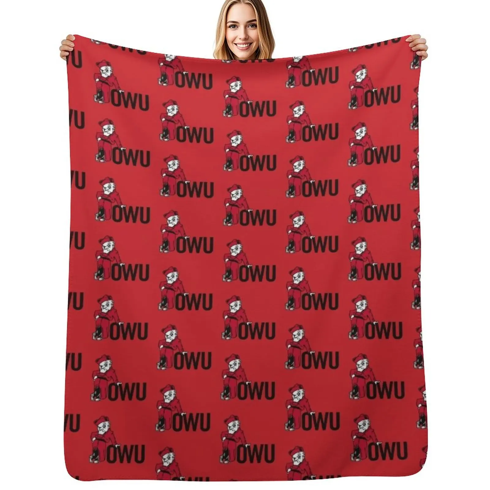

Team-of-Ohio-Wesleyan-Battling-Bishops Throw Blanket Faux Fur Soft Warm Blanket for Bed