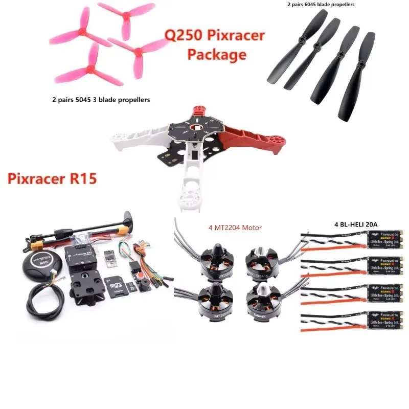 

Angeltoy Q250 Frame Kit Pixracer R15 Контроллер полета Ardupilot Quadcopter BLHELI 20A ESC 2204kv Двигатель