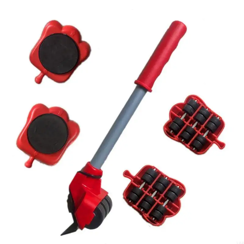 

Furniture Mover Tool Set Heavy Stuffs Transport Lifter 4 Wheeled Mover Roller with Wheel Bar Moving Hand Device U4LB