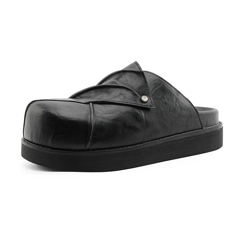Open-back Casual Shoes Half Shoes for Men Mules Large Size 45 46 Platform Loafers Slippers Backless Slides Sandal Slip On Flats