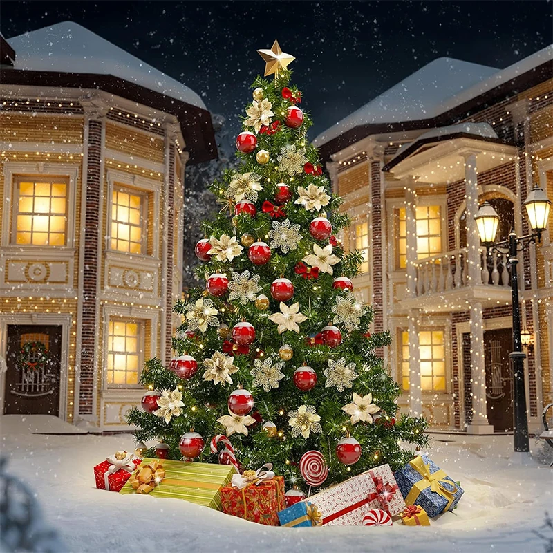 8/16 Stück glitzernde Weihnachtsdekorationen, künstliche Blumen, Weihnachtsbaum für Heimdekoration, gefälschte Blumen, Weihnachten, Neujahr, Geschenke, Ornamente – Detail 7