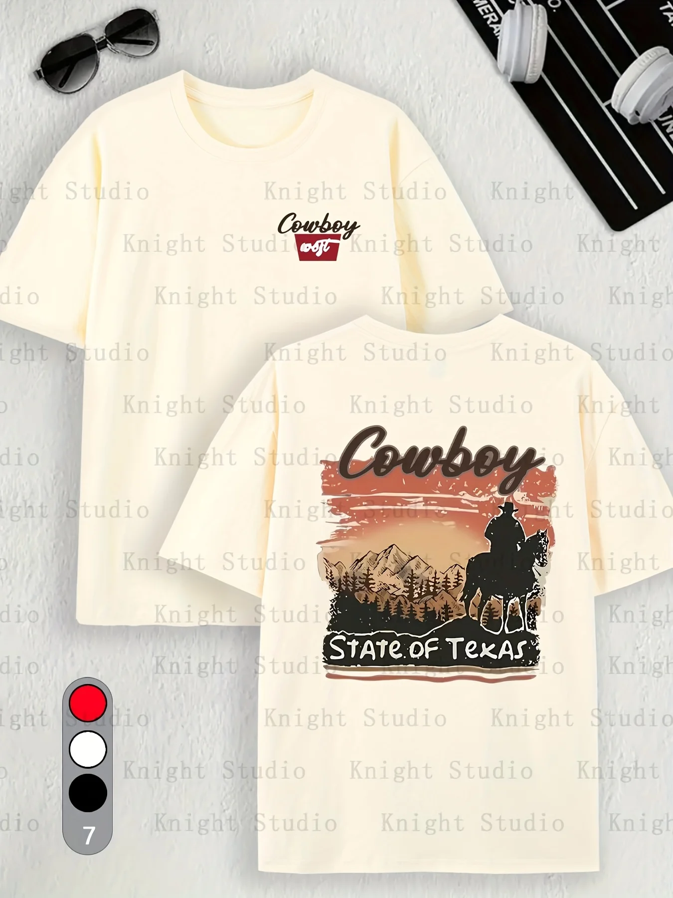 تي شيرت رجالي 100% قطن كاوبوي جرافيك على الوجهين من قماش الدنيم لركوب الخيل وطباعة روح صيفية غير رسمية بأكمام قصيرة