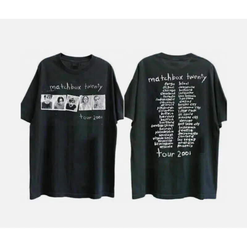 Matchbox Twenty Band Tour 2001 Black Short Sleeve Cotton T-shirt