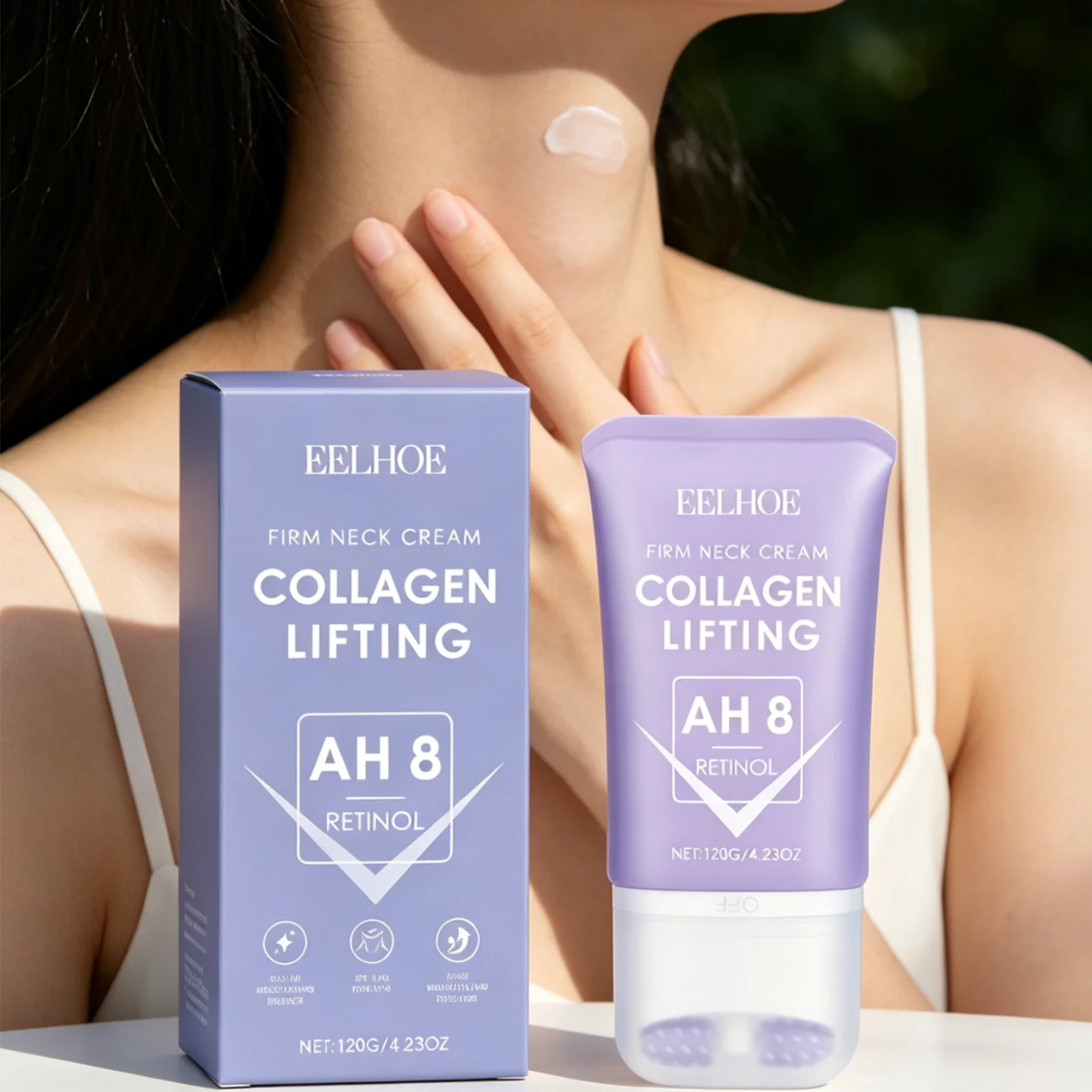 EELHOE Firm Neck Cream Anti Wrinkle Improve Sagging Reduce Fine Lines Deep Moisturizing Relieve Dryness Roller Neck Cream 120g