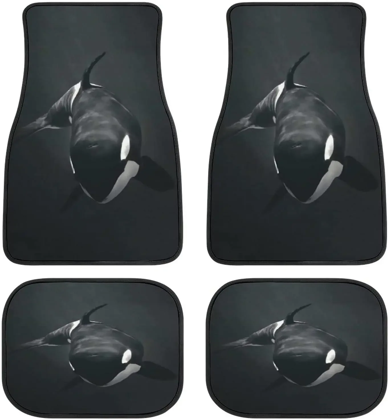 

Красивые животные Кит Орка Черные художественные автомобильные коврики Универсальные автомобильные коврики Модные мягкие водонепроницаемые автомобильные ковры спереди и сзади 4-стактные