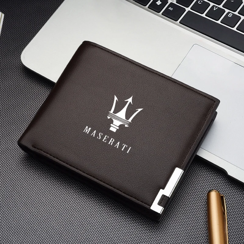 1pcs Car Logo Wallet Men Leather Driver Licence Holder Key Card Bag For Maserati Quattroporte Spyder Levante Coupe GranTurismo