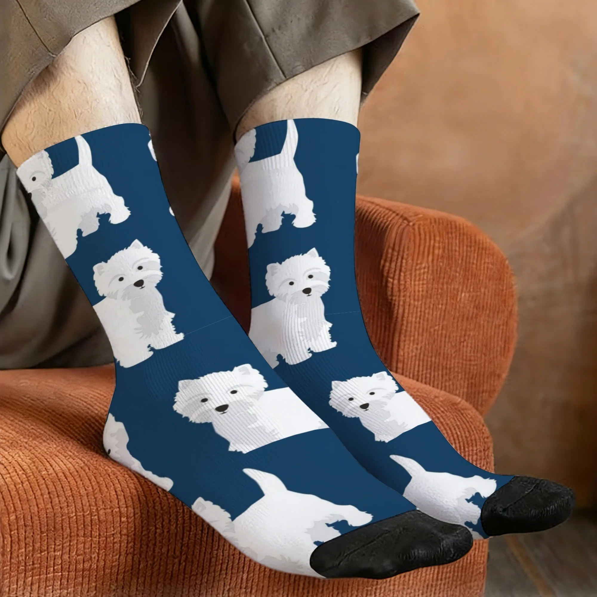 Men's Hip Hop Retro Westie Compression Socks Funny Harajuku Print  Novelty Comfortable Crew Socks for Gifts Happy Boys Gift