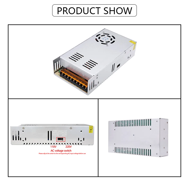 AC/DC 24V 360W Switching Power Supply 110V-220V AC to DC 24 Volt 360 Watt Aluminum Shell Drive Switch On/Off Transformer Adapter