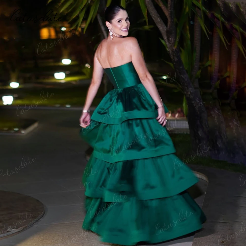 Catasdate Uma Linha Vestido de Noite Formal Vestido de Festa de Cetim Multicamadas فسات chter ة para Mulheres Personalizado