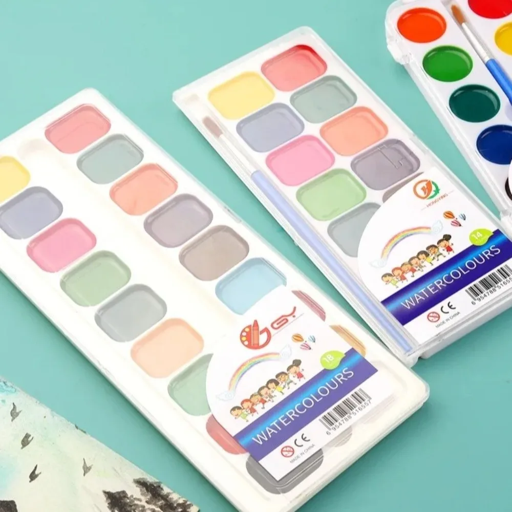 12/14/18 Colori Vernice ad acquerello solido semi-secco Colori ad acquerello lavabili solidi Set di acquerelli per pittura per bambini dipinti a mano
