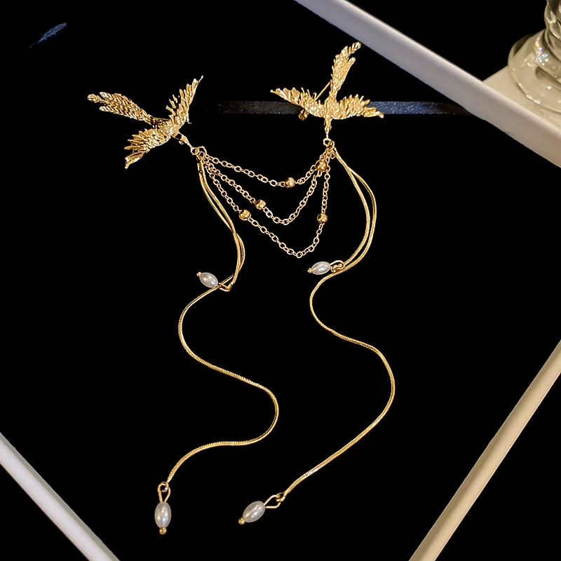 Chinese Style Phoenix Pearl Fringe Brooch Chinese Style Fashion Delicate Corsage Niche All New Pin Accessories