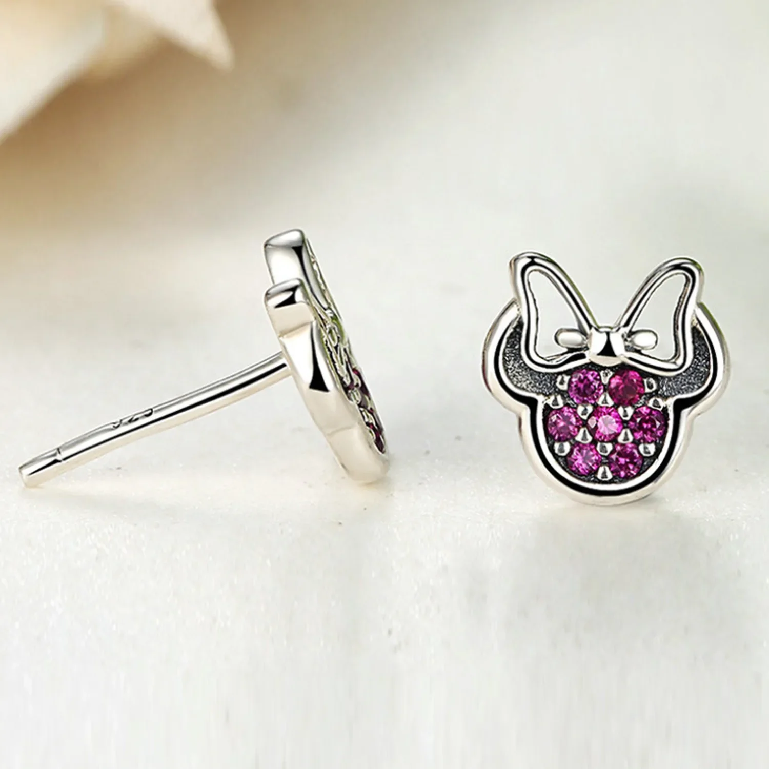 100% 925 Sterling Silver Crystal Cartoon Animal Charm Stud Earrings For Women Grils Kids 2020 Wedding Gift Female pendientes