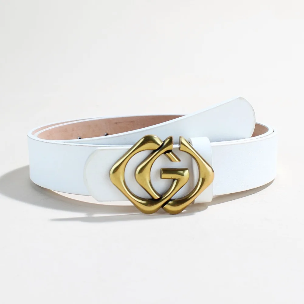 Gg موضة جلد البقر حزام جلد حقيقي للنساء الفاخرة مصمم للجنسين حزام رجالي أنيق حزام الإناث الجينز زنار