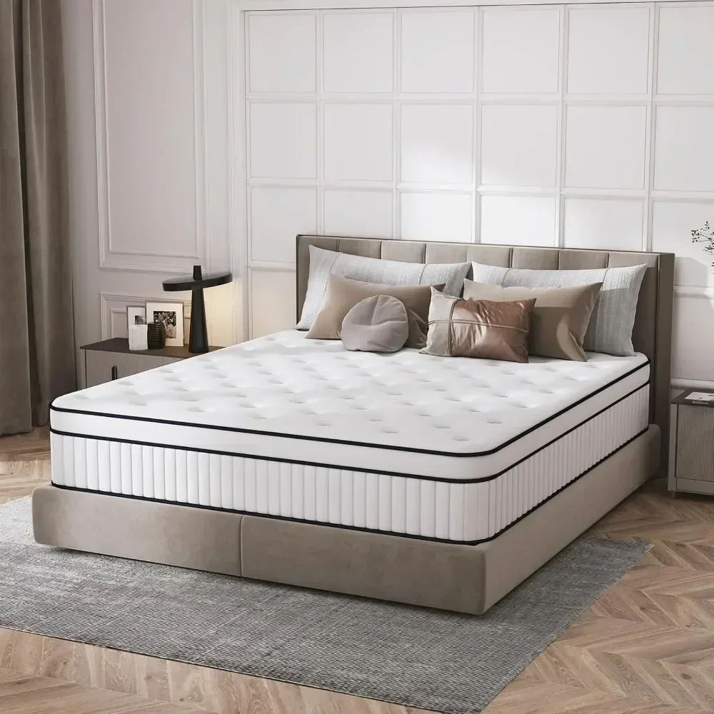 

Upgraded Strength Hybrid Mattress with Pocket Spring and Soft Foam, Ultimate Motion Isolation, Strong Edge Support,