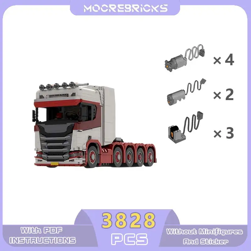 آلة المحرك الكلاسيكية جرار 10X4 جرار (أحمر) نموذج لتقوم بها بنفسك سيارة وحدات MOC اللبنات التكنولوجيا الطوب ألعاب إبداعية