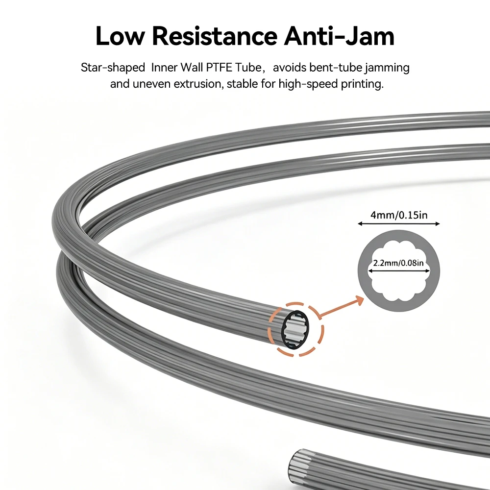 Sternförmiges PTFE-Rohr für Bambu Lab/Creality/Kobra, 4 mm Außendurchmesser, geringer Widerstand, hohe Temperaturbeständigkeit, PTFE-Rohr, 3D-Druckerteile – Detail 1