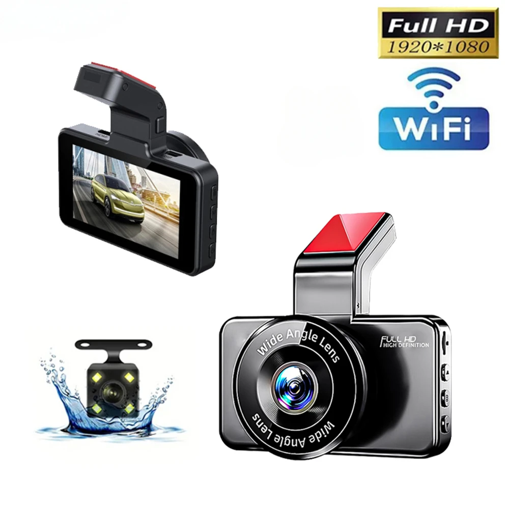 Hd Dashcam Wireless WiFi Connects Front and Rear Dual Lens with Reverse Video Car Black Box, Car DVR, Car Surveillance Camera