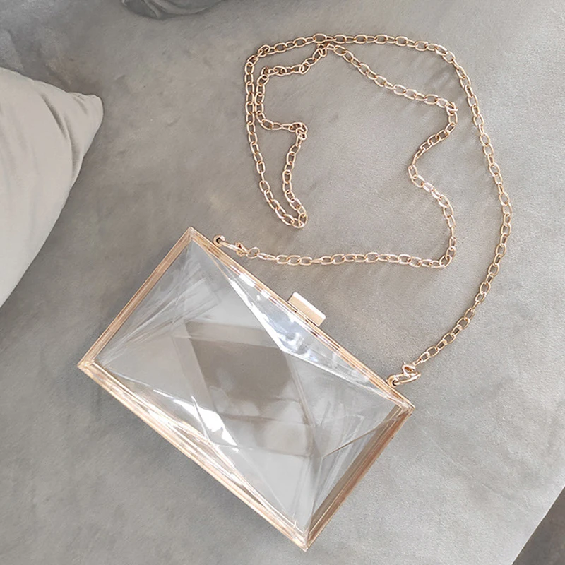 Transparent Tote Bag Diamond Acrylic Clutch Women's Purses and Handbag Designer Luxury 2024 Clear Crossbody Shoulder Bags