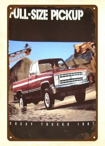 collectible wall decor 1987 autos car auto Pickup Truck autos metal tin sign