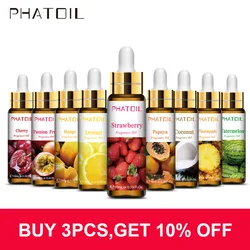 PHATOIL 10ml Fruit Fragrance Oils Strawberry Cherry Pineapple Mango Coconut Grape Watermelon Aroma Oil for Candle Soap Making