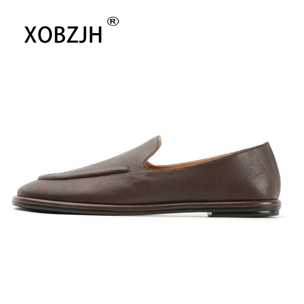 

2024 Mocasines Mujer Loafers Women Round Toe One Foot Slip-on Shoes Women Genuine Leather Soft Female Ballet Dancer Flats Shoes