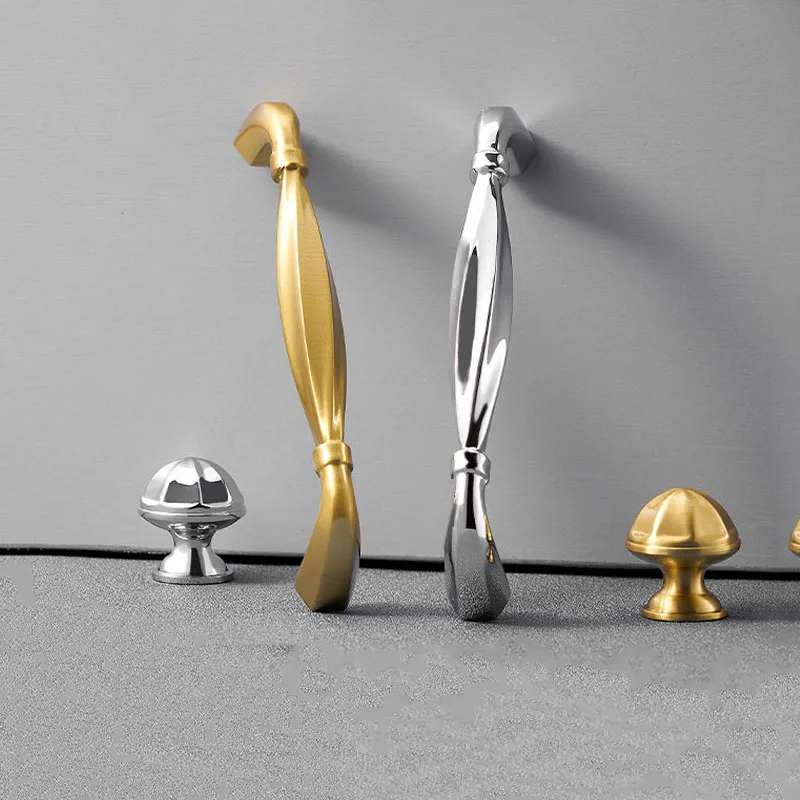 Polished Gold Silver Modern European Furniture Cabinet Wardrobe Pull Bar Handles Drawer Knobs Chrome Door Knob Handle