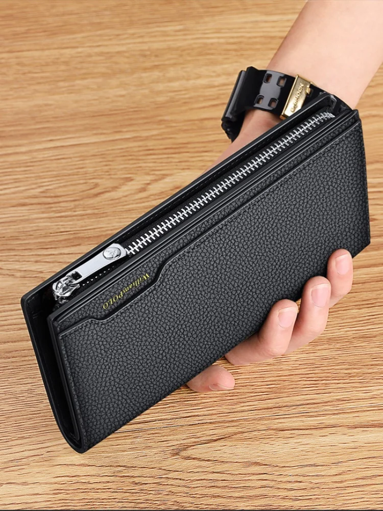 WilliamPOLO Men's wallet Genuine Leather Male Wallet Men Credit Card Holders Fashion Mobile Phone Bag Zipper Purse Handbag