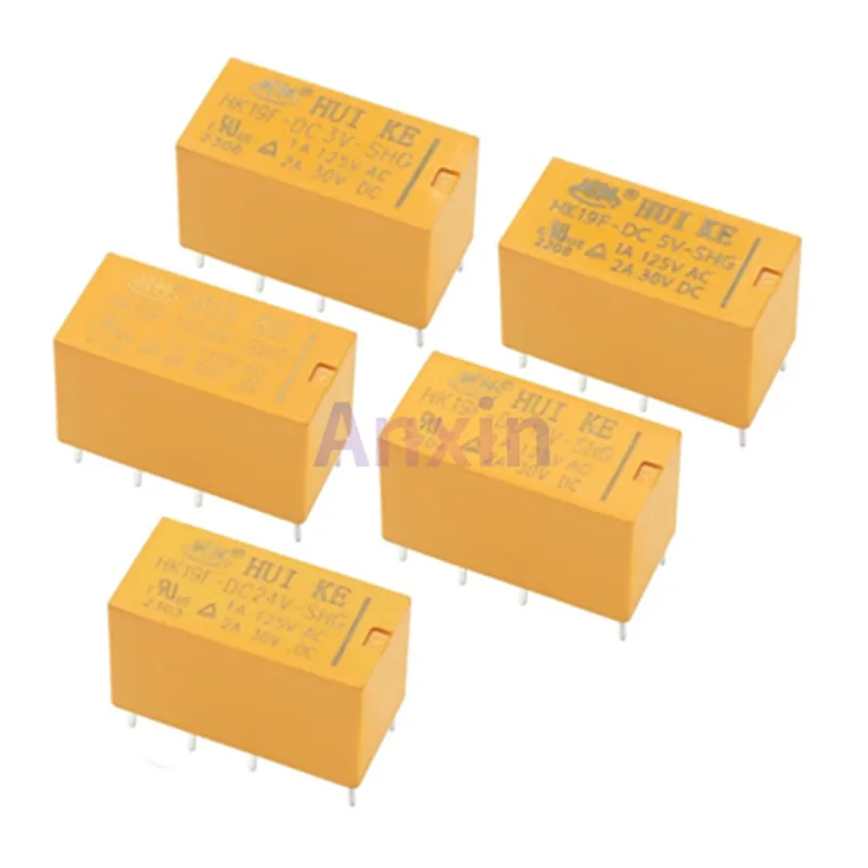 5PCS HK19F-DC3V-SHG HK19F-DC5V-SHG HK19F-DC9V-SHG HK19F-DC12V-SHG HK19F-DC24V-SHG 1A 125VAC 2A 30VDC 8Pin HK19F 5V 12V 24V Relais