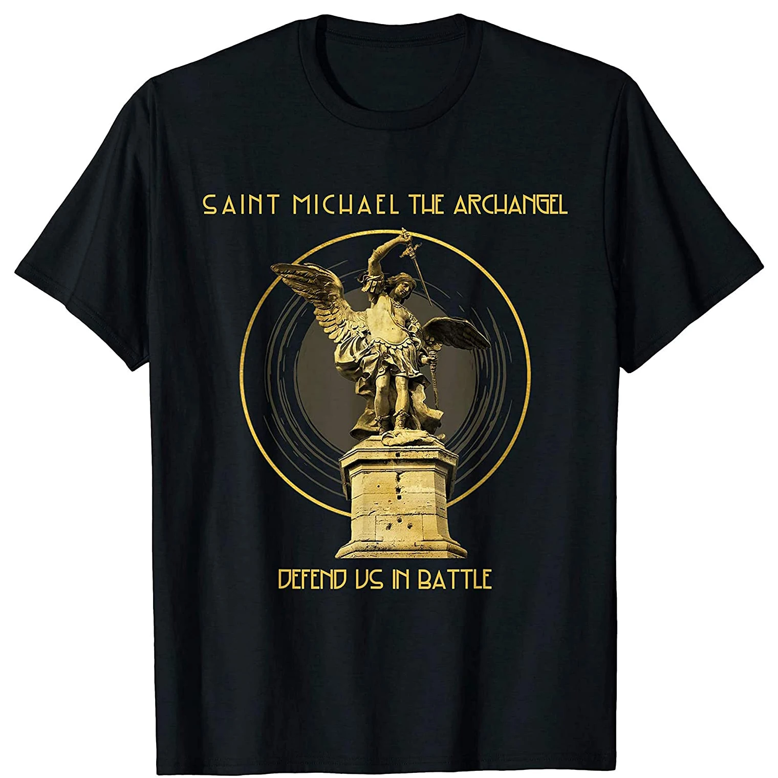 

St Michael The Archangel Defend Us In battle. Prayer Catholic T-Shirt. Premium Cotton Short Sleeve O-Neck Mens T Shirt New S-3XL