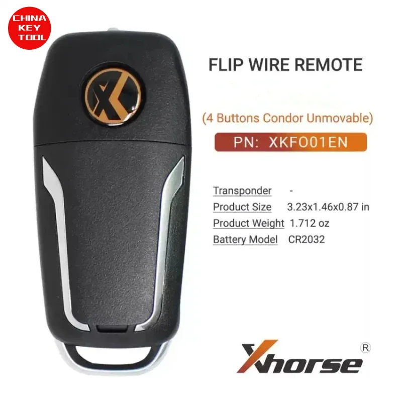 1PCS Xhorse Wire Flip Remote For Ford Style Condor Unmovable Key Ring 4 Buttons XKFO01EN